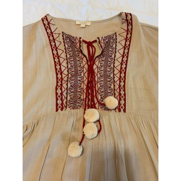 Oddy NWOT Smocked Cream Midi Dress Women's Oversized Small - Picture 2 of 9